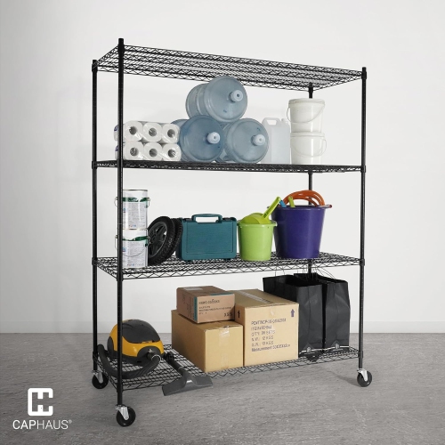CAPHAUS Heavy-Duty Adjustable Height Wire Shelving Unit, Wire Rack Shelving, Metal Steel Storage Shelves, Garage Shelving Storage Organizer, Utility