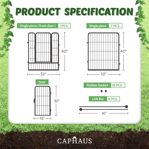 CAPHAUS Decorative Garden Fence, 40 Inch x 21 FT Heavy Duty Iron Fencing Landscape Patio Flower Bed Animal Barrier Border Edging Section, Panel
