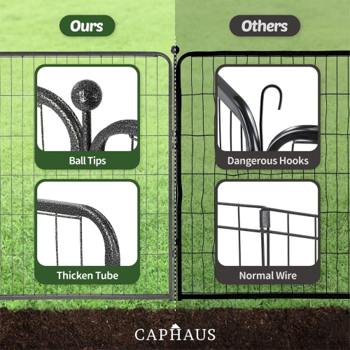 CAPHAUS Decorative Garden Fence, 40 Inch x 21 FT Heavy Duty Iron Fencing Landscape Patio Flower Bed Animal Barrier Border Edging Section, Panel