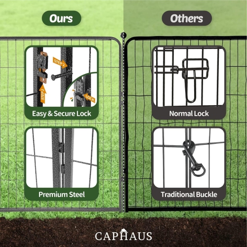 CAPHAUS Decorative Garden Fence, 40 Inch x 21 FT Heavy Duty Iron Fencing Landscape Patio Flower Bed Animal Barrier Border Edging Section, Panel