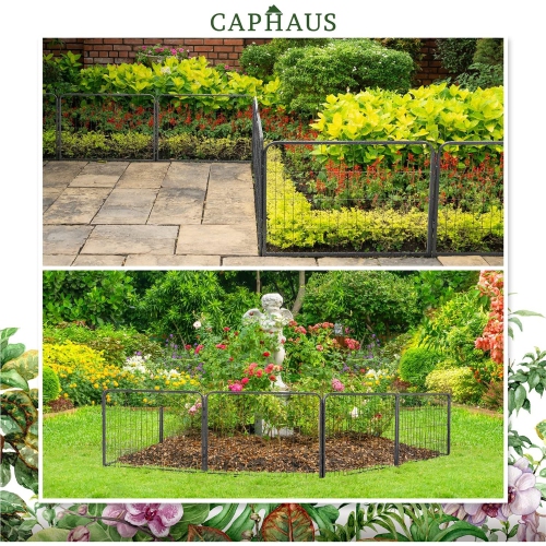 CAPHAUS Decorative Garden Fence, 40 Inch x 21 FT Heavy Duty Iron Fencing Landscape Patio Flower Bed Animal Barrier Border Edging Section, Panel