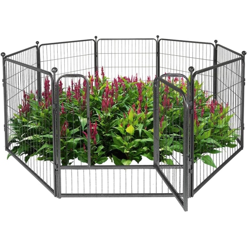CAPHAUS Decorative Garden Fence, 32 Inch x 21 FT Heavy Duty Iron Fencing Landscape Patio Flower Bed Animal Barrier Border Edging Section, Panel Decor