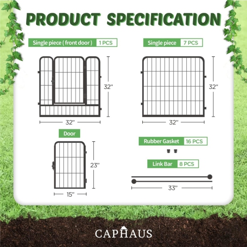 Clôture de jardin décorative CAPHAUS, 32 x 21 pi, cadre en fer robuste, paysage, lit de fleurs, bordures, décoration de panneau, clôture pliante en