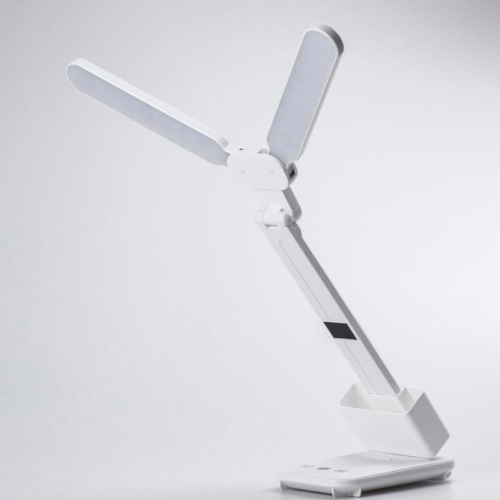 Lampe-réveil LED rechargeable avec deux têtes, éclairage grand-angle Porte-téléphone Horloge numérique Porte-stylo amovible
