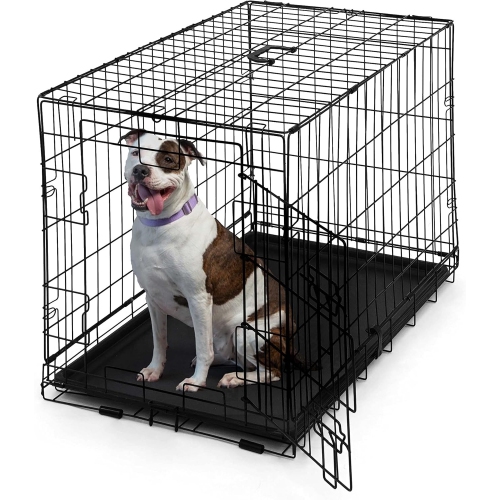 BOWHAUS  Caphaus Foldable Dog Crate Wire Metal Dog Kennel W/leak-Proof Pan & Protecting Feet & Divider Panel, Single Or Double Door, Small, Medium &