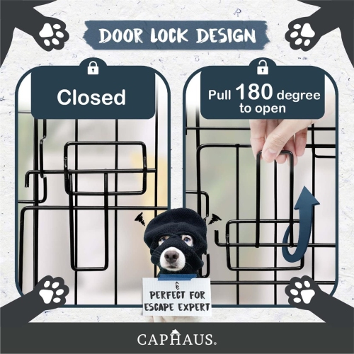 CAPHAUS Foldable Dog Crate Wire Metal Dog Kennel w/Divider Panel, Leak-Proof Pan & Protecting Feet, Single & Double Door, Small, Medium & Large Dog