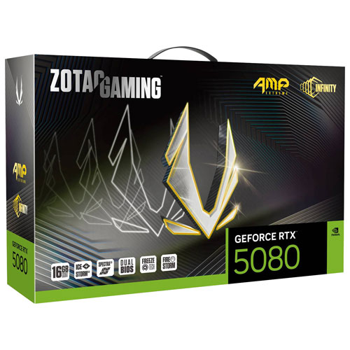 Carte graphique GDDR7 de 16 Go GeForce RTX 5080 AMP Extreme Infinity de ZOTAC Gaming