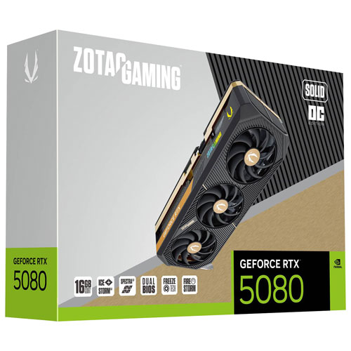 Carte graphique de jeu GeForce RTX 5080 Solid OC 16 Go GDDR7 de ZOTAC