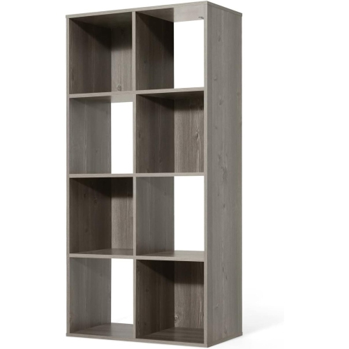 CAPHAUS Sturdy Room 11-Inch Cube Storage Organizer Shelf, with Thick Exterior Edge, Storage Shelf Divider w/Back, Bookcase, 8-Cube, Rustic Grey Oak