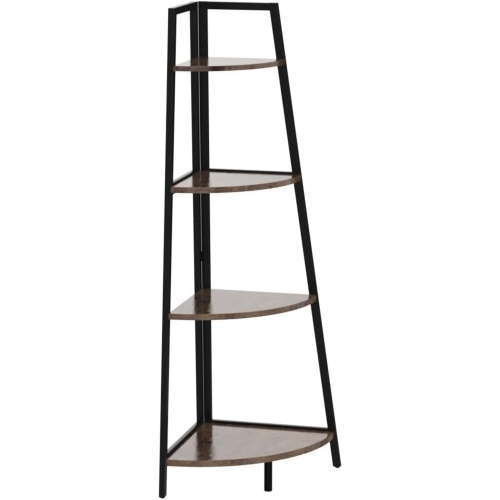 CAPHAUS – Grand support en coin, tablettes de présentation à 4 niveaux, étagère en coin pour plante de rangement en bois en échelle avec cadre en