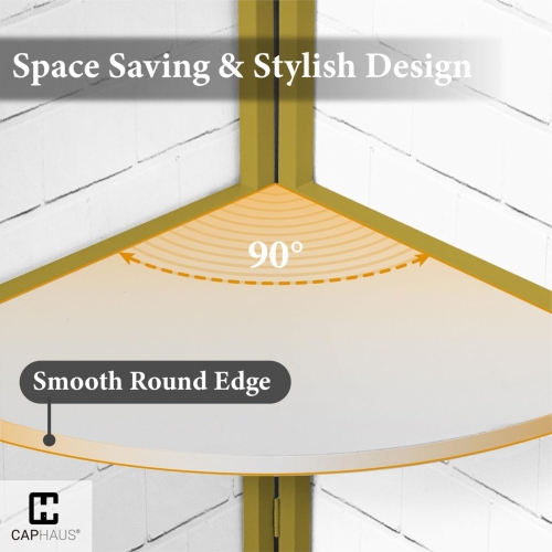 CAPHAUS Tall Corner Shelf Stand, 4-Tier Display Shelves, Ladder Corner Wood Storage Plant Bookshelf with Metal Frame, Versatile Shelving Unit