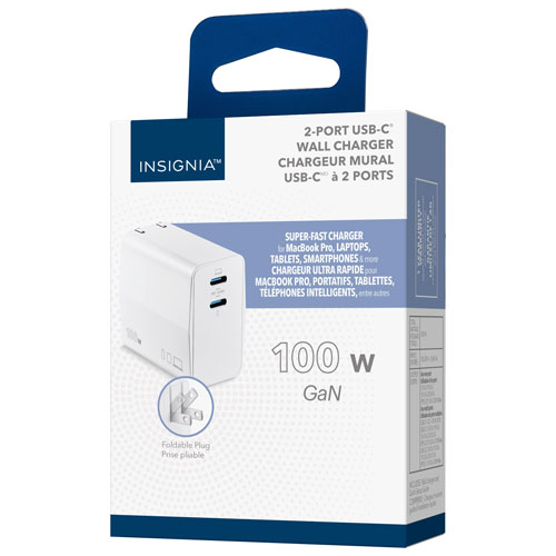 Insignia 100W 2-Port USB-C GaN Wall Charger (NS-PW31XC2W25-C) - Only at Best Buy