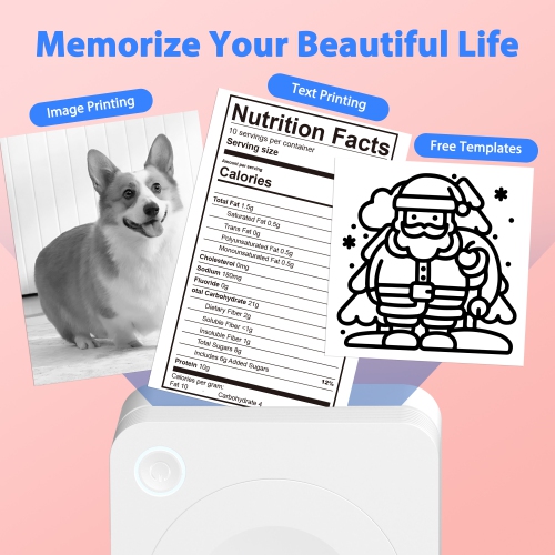 Nelko Sticker Printer, PM230 Mini Thermal Printer Bluetooth Portabel Sticker Maker with 3 Rolls of Paper, Print Pods Mini Printer with Multiple