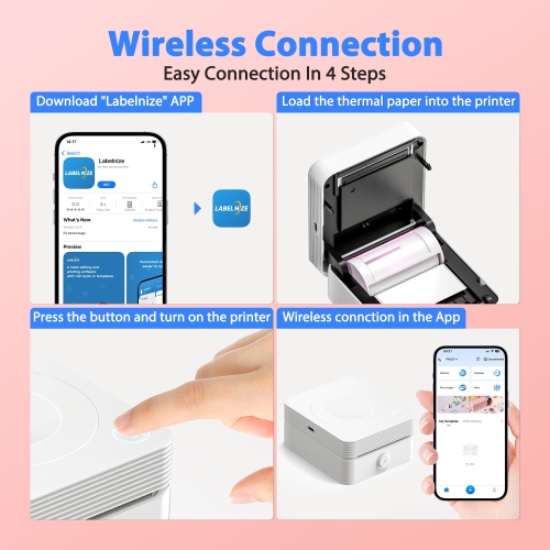 Nelko Sticker Printer, PM230 Mini Thermal Printer Bluetooth Portabel Sticker Maker with 3 Rolls of Paper, Print Pods Mini Printer with Multiple