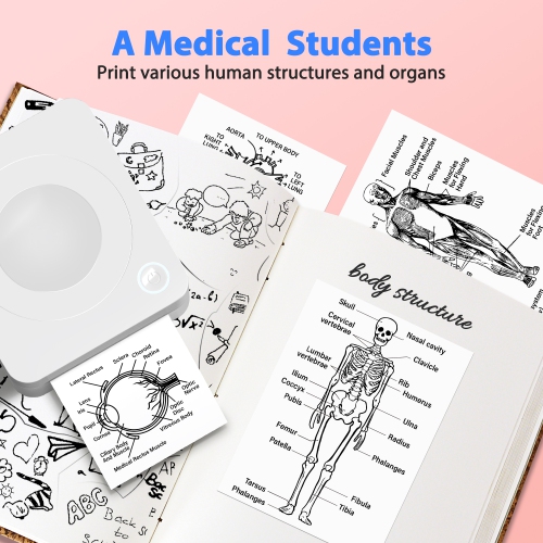 Nelko Sticker Printer, PM230 Mini Thermal Printer Bluetooth Portabel Sticker Maker with 3 Rolls of Paper, Print Pods Mini Printer with Multiple