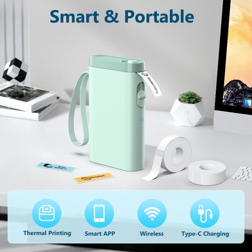 Label Maker Machine with Tape, P21 Bluetooth Label Printer, Wireless Built-in Cutter Sticker Maker Mini Label Makers with Multiple Templates for