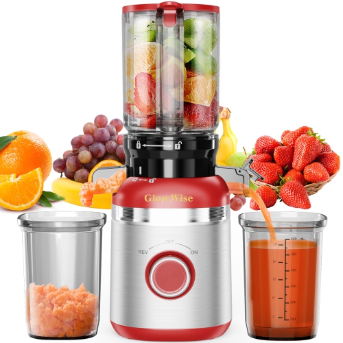 GlowWise Juicer Machines 4.35" wide chute for whole fruits, built-in slicing blades, easy to clean, quiet operation, high juice yield, perfect for he