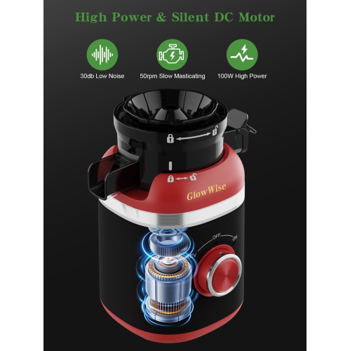 GlowWise Juicer Machines 4.35" wide chute for whole fruits, built-in slicing blades, easy to clean, quiet operation, high juice yield, perfect for