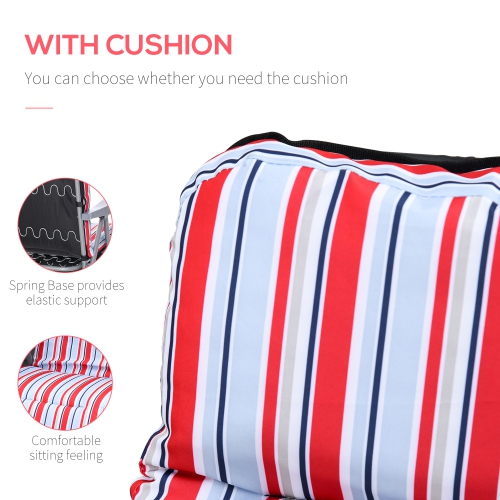 Outsunny Set of 2 Garden Sun Lounger, Outdoor Reclining Seat Cushioned Seat, Foldable Adjustable Recliner, Grey and Red