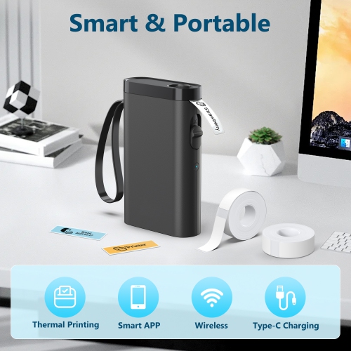 Label Maker Machine with Tape, P21 Bluetooth Label Printer, Wireless Built-in Cutter Sticker Maker Mini Label Makers with Multiple Templates for
