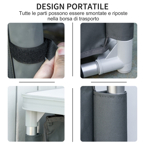 Station de cuisine de camping Outsunny, armoire de cuisine de table de camping en aluminium avec 2 tablettes et sac de transport pour barbecues,