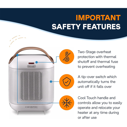 De'longhi HFX30C15WCA 7.5 in Capsule Ceramic Heater (White) by DE'LONGHI - Open Box condition - Image 3