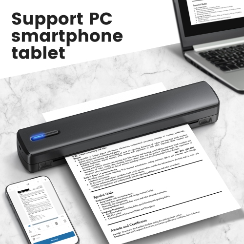 POLONO Portable Printer Wireless for Travel, D810 Bluethooth Thermal Printer Support 8.5"x11" US Letter, Inkless Printer Compatible with iOS,