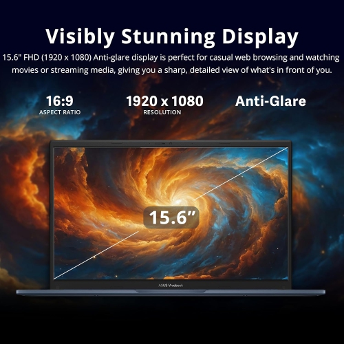 ASUS Vivobook 15.6 FHD Laptop, Intel i5-1235U, 16GB DDR4 RAM, 672GB Storage, Intel Iris Xe Graphics, Win 11 Pro, Quiet Blue