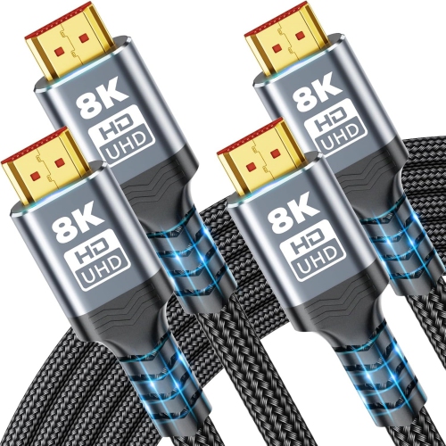 NIERBO 8K HDMI Cable 2.1, 2FT/0.5M 2-Pack Ultra HD Cable High-Speed Lead 48Gbps, HDMI Braided Cables Supports Dynamic HDR 10 eARC, Dolby Atmos