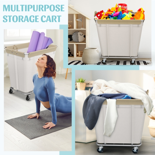 Zachvo Laundry Cart with Wheels 320L Large Rolling Laundry Cart for Commercial/Home, Rolling Laundry Basket with Steel Frame and Waterproof Oxford