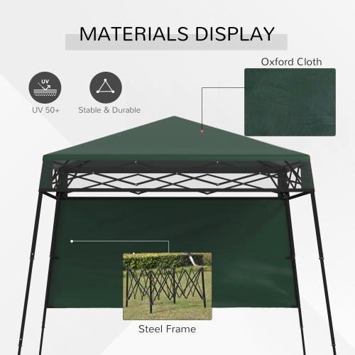 Outsunny 7' x 7' Garden Foldable Pop Up Gazebo Tent with Backpack & Adjustable Legs Outdoor Party Canopy, Green & Black