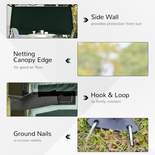 Outsunny 7' x 7' Garden Foldable Pop Up Gazebo Tent with Backpack & Adjustable Legs Outdoor Party Canopy, Green & Black