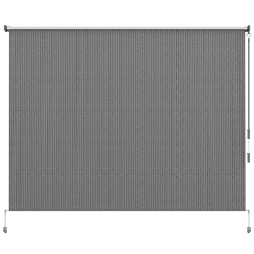 Image 1 de 9.. Pare-soleil enroulable Outsunny, 8 x 6 pi, stores d'extérieur sans fil pour abri de jardin balcon, gris foncé