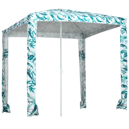 Outsunny Quick Beach Cabana Canopy Umbrella, 6.5' Easy-Assembly Sun-Shade Shelter with Sandbags and Carry Bag, Cool UV50+ Fits Adults & Family, Green