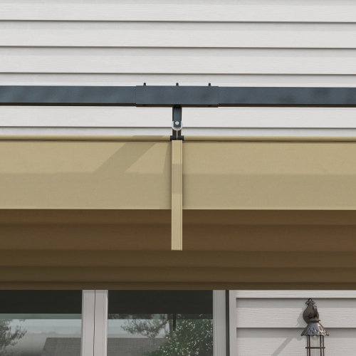 Pergola de jardin Outsunny avec auvent rétractable, abri extérieur, abat-jour, kaki, 10 x 7 pi