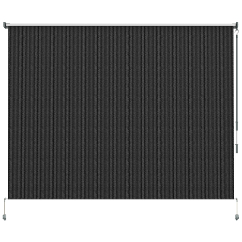 Image 1 de 9.. Pare-soleil enroulable Outsunny, 8 x 6 pi, stores d'extérieur sans fil pour abri de jardin balcon, noir
