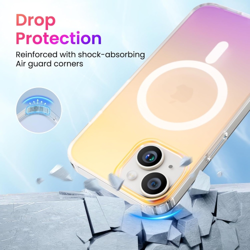 ORNARTO Magnetic Case for iPhone 13 / iPhone 14 Compatible with MagSafe,Holographic Iridescent Cover,Shockproof Protective Rainbow Phone Case