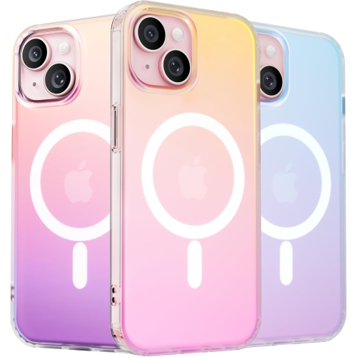 ORNARTO Compatible avec iPhone 15 pour étui magnétique, étui antichoc arc-en-ciel protecteur, étuis à recharge sans fil magnétique pour téléphone