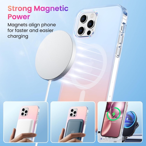 Étui magnétique ORNARTO pour iPhone 12 iPhone 12 Pro Compatible avec MagSafe, couverture holographique iridescente, étui protecteur antichoc