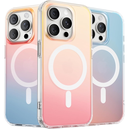 ORNARTO Compatible avec l'iPhone 15 Pro pour étui magnétique, étui de protection antichoc arc-en-ciel, étuis à recharge sans fil magnétique pour télé