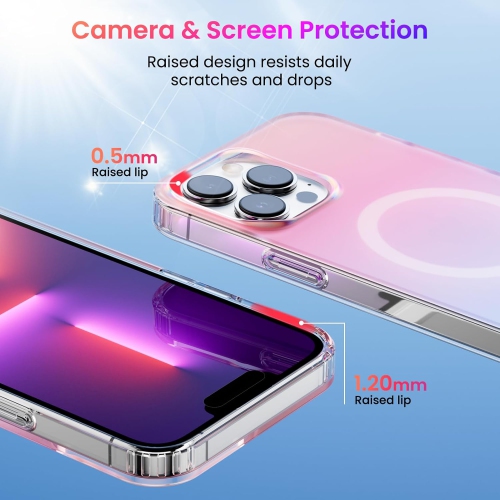 ORNARTO Magnetic Case for iPhone 13 Pro Max Compatible with MagSafe,Holographic Iridescent Cover,Shockproof Protective Rainbow Phone Case Magnetic