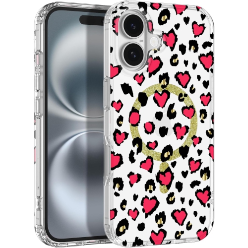 ORNARTO for iPhone 16 Case Magnetic, [Compatible with MagSafe] Cute Leopard Cheetah Pattern TPU Slim Transparent Shockproof Phone Case Magnetic for i