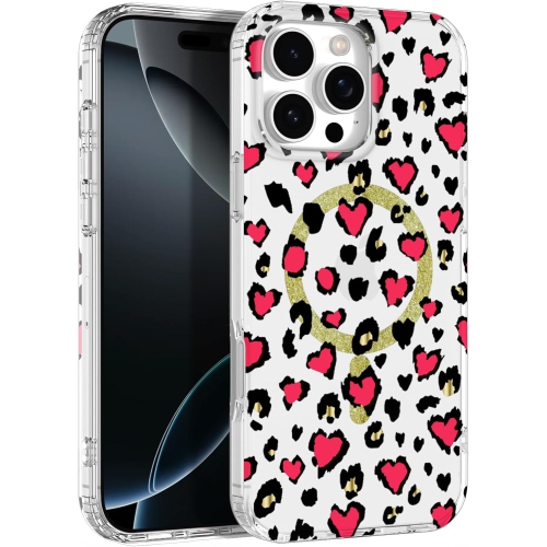ORNARTO for iPhone 16 Pro Max Case Magnetic, [Compatible with MagSafe] Cute Leopard Cheetah Pattern TPU Slim Transparent Shockproof Phone Case