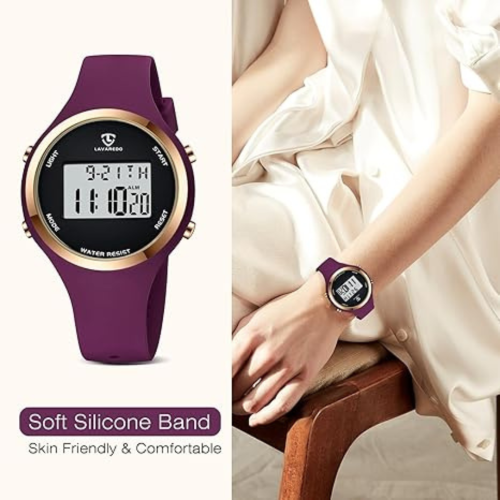 Womens Watch, Digital Watches for Women Female Wrist Watch Sport Chronograph Resin Matte Strap Women's Watch Easy Read Montre Femme