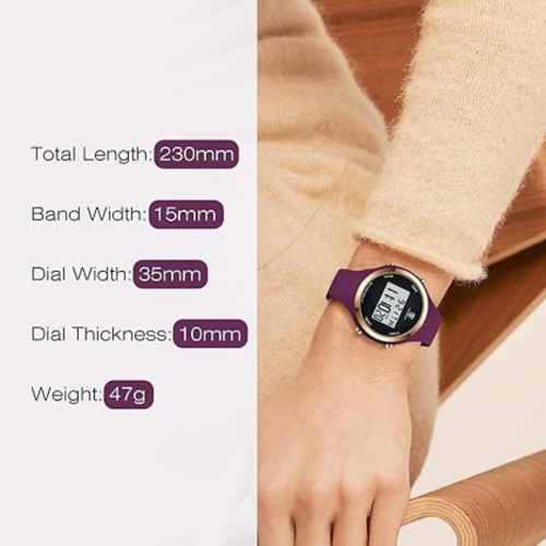 Womens Watch, Digital Watches for Women Female Wrist Watch Sport Chronograph Resin Matte Strap Women's Watch Easy Read Montre Femme