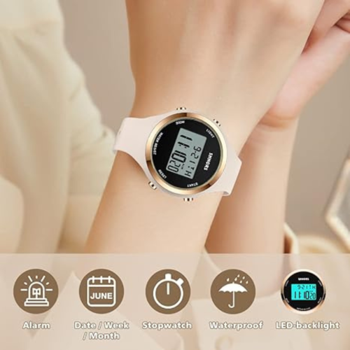 Womens Watch, Digital Watches for Women Female Wrist Watch Sport Chronograph Resin Matte Strap Women's Watch Easy Read Montre Femme