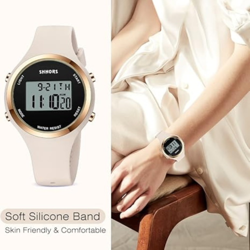 Womens Watch, Digital Watches for Women Female Wrist Watch Sport Chronograph Resin Matte Strap Women's Watch Easy Read Montre Femme