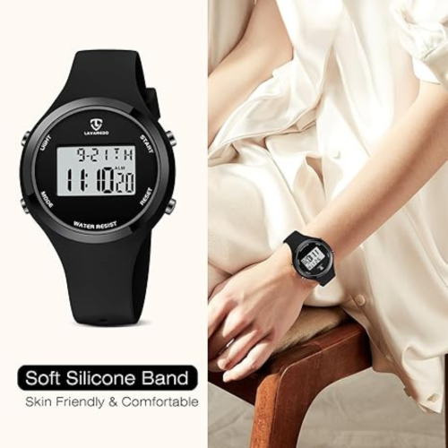 Womens Watch, Digital Watches for Women Female Wrist Watch Sport Chronograph Resin Matte Strap Women's Watch Easy Read Montre Femme