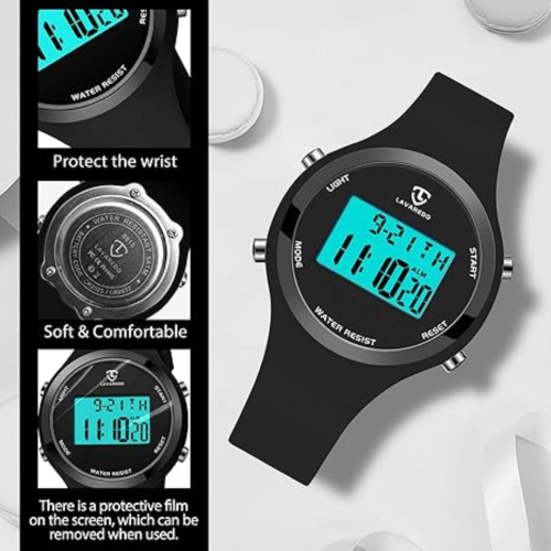Womens Watch, Digital Watches for Women Female Wrist Watch Sport Chronograph Resin Matte Strap Women's Watch Easy Read Montre Femme