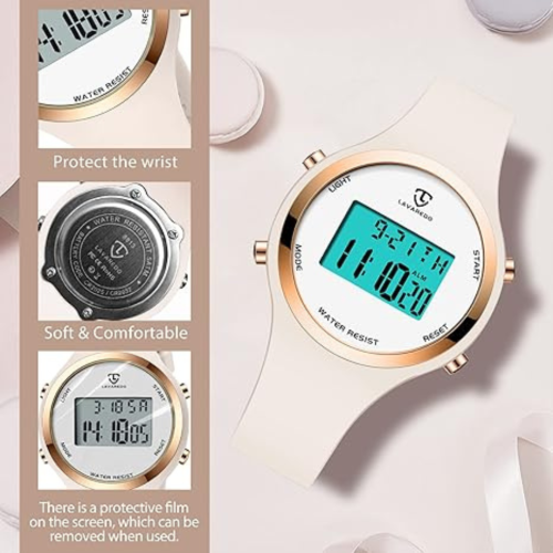 Womens Watch, Digital Watches for Women Female Wrist Watch Sport Chronograph Resin Matte Strap Women's Watch Easy Read Montre Femme